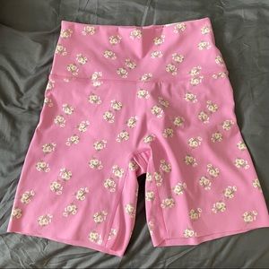 Aerie offline pink daisy biker shorts